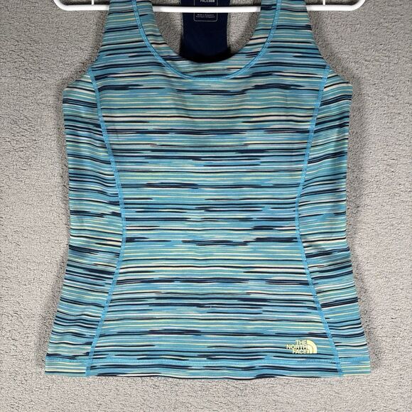The North Face Halter Tank Top Women’s Size L Blue Yellow Grey Stripes Vaporwick - Picture 3 of 12
